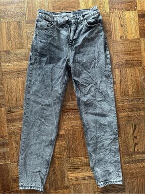 Mango High-Waist Gray Acid-Wash Jeans